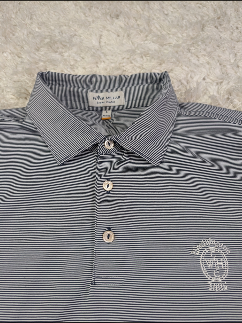 Peter Millar Men’s Blue Stripe Performance Polo
